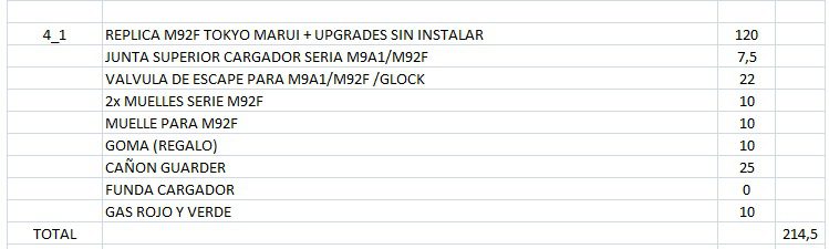 REPLICA M92F TOKYO MARUI + UPGRADES SIN INSTALAR
