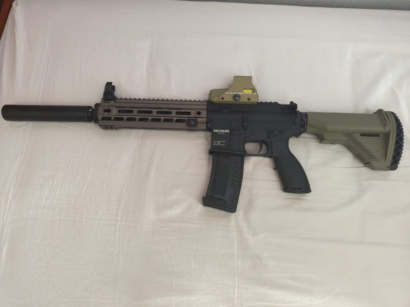 REPLICA AEG M4 ROSSI NEPTUNE 9" DEVGRU NEGRA/TAN (HEX CUSTOM) + Accesorios