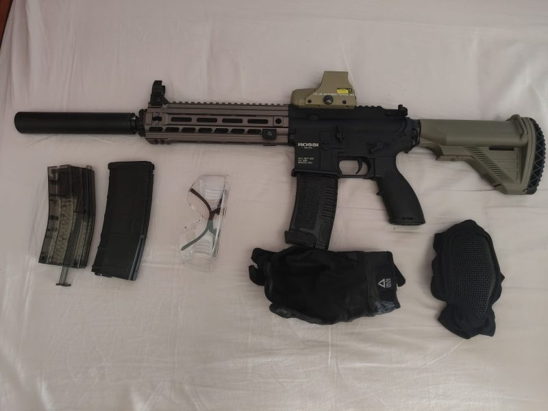 REPLICA AEG M4 ROSSI NEPTUNE 9" DEVGRU NEGRA/TAN (HEX CUSTOM) + Accesorios