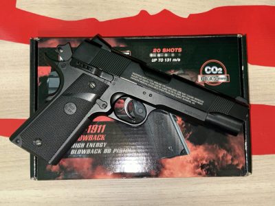 Pack completo Pistola CO₂ Red Alert RD-1911 Blowback + CO₂ + BBs + Ballistol (nuevo)