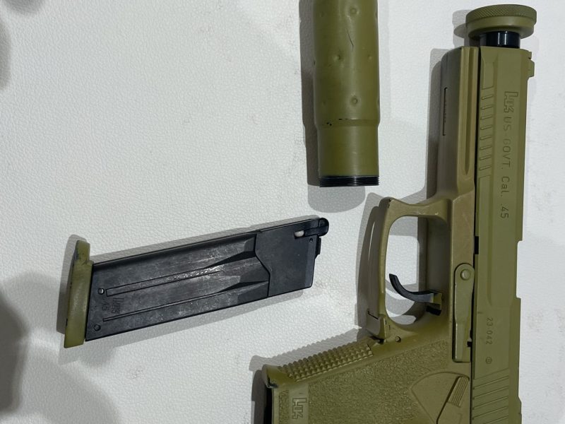 PISTOLA Tokyo Marui HK45 GBB + Suppressor – Custom Stalker