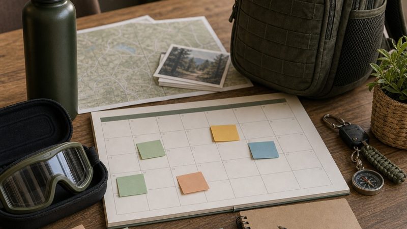 Calendario mensual con fechas de airsoft marcadas para un grupo