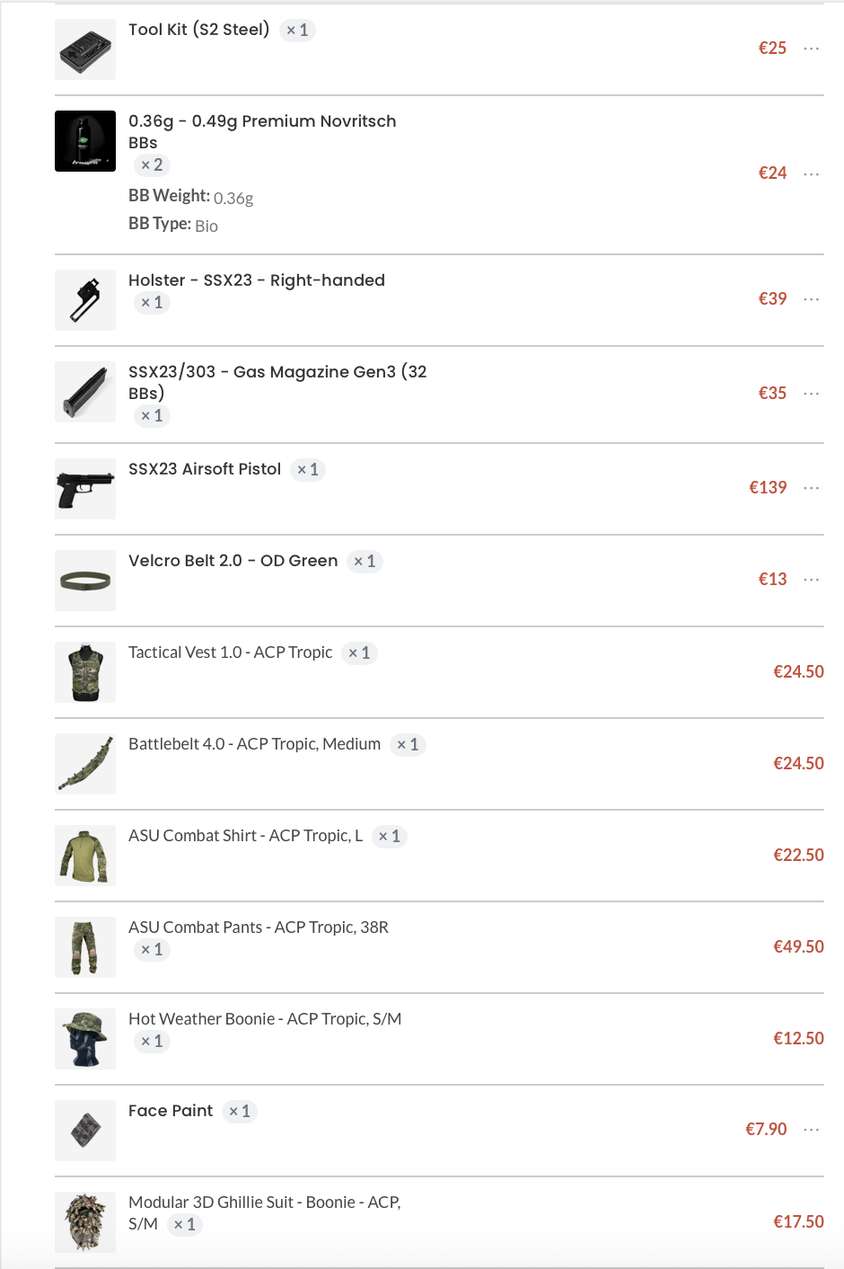 Full Unused SSX23 Pistol Set for Sniper