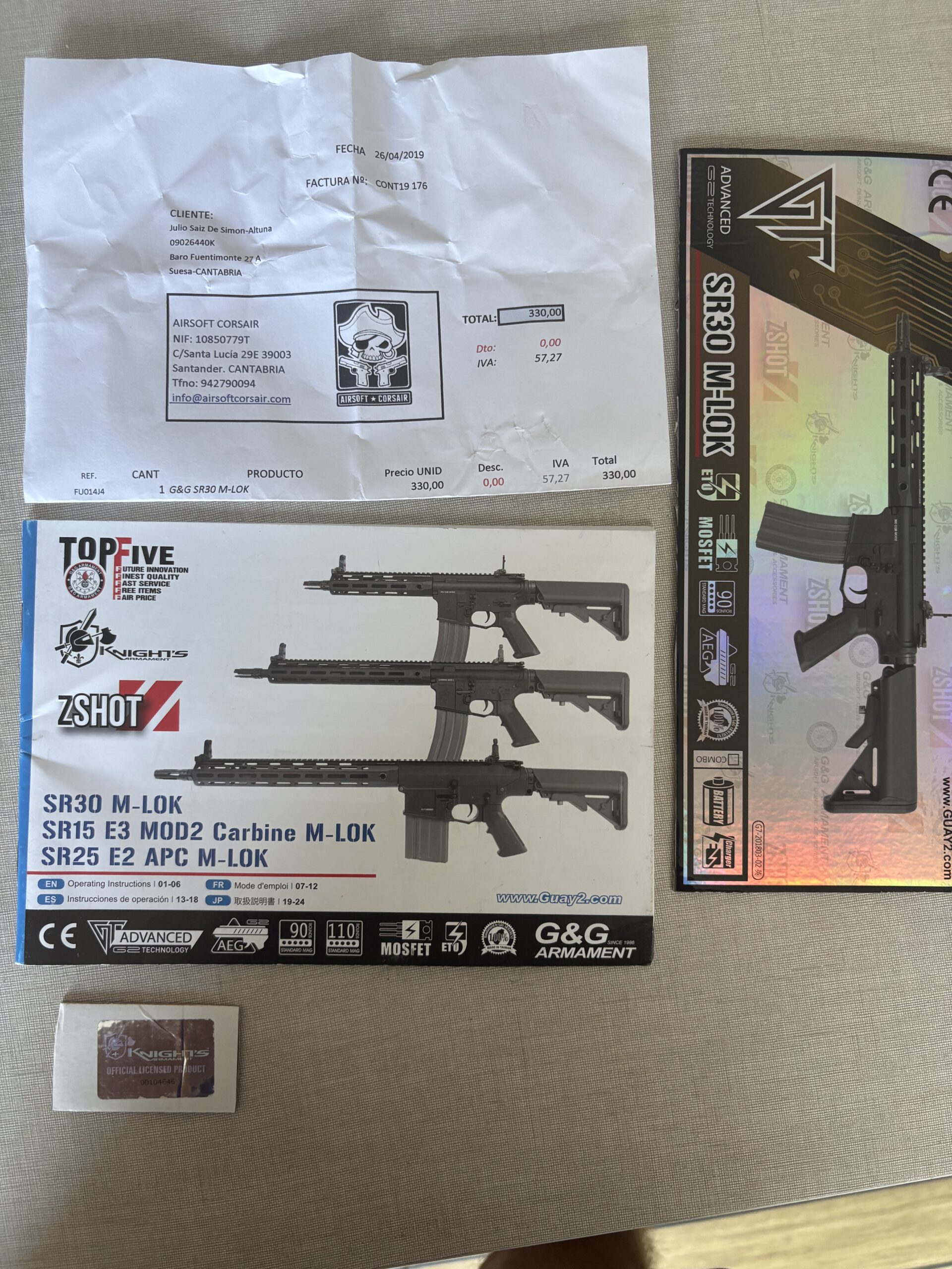 G&G SR30 CQB M-LOK (Licencia Knight's Armament) - ¡Como nueva! en Cantabria